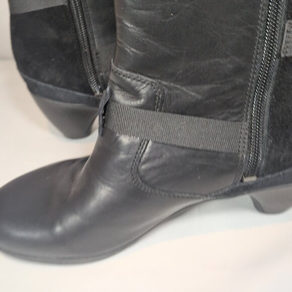 Merrell Evera Fade Black Leather Ankle Boot Side Zip Women 9 Heel Booties - Picture 9 of 16